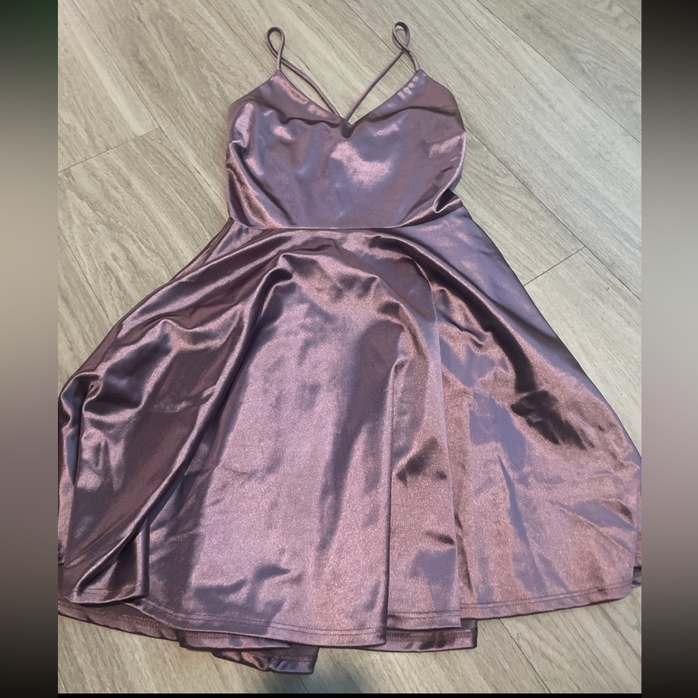 Windsor Rose-Mauve Satin Spaghetti Strap Mini Dress